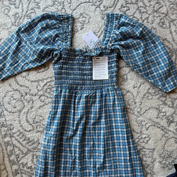 ganni blue gingham dress Sehr Electric Blue Quality Satin Plain Tie kaftan Dress – House Of Haniya
